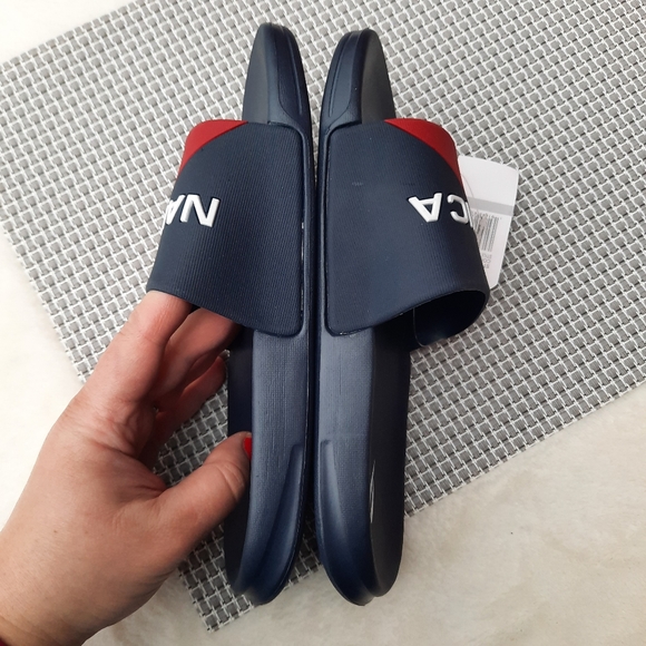Nautica Spellout Logo Embossed Color Block Pool Slides Sandal Vacation 6 NEW - Picture 2 of 10
